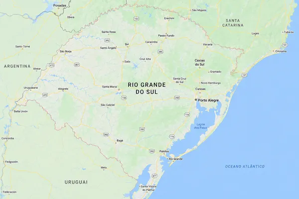 Mapa de Rio Grande do Sul con Porto Alegre destacada